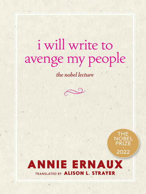 Title details for I Will Write to Avenge My People by Annie Ernaux - Available